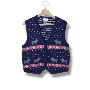 Talbots Vintage Scottie Dog Sweater Vest Size Small